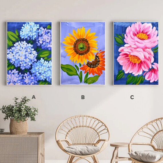 Paint by Number Kit Adult Flowers DIY Oil Painting DIY Kit Etsy
