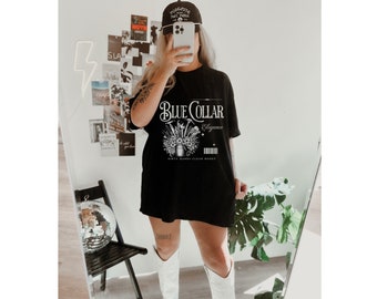 Blauer Kragen Eleganz T-Shirt | Blaues Halsband Damen | Frauen im Handwerk | Kaufmann | Schweißer | Lineman | Elektriker | IBEW | Schmutzige Hände