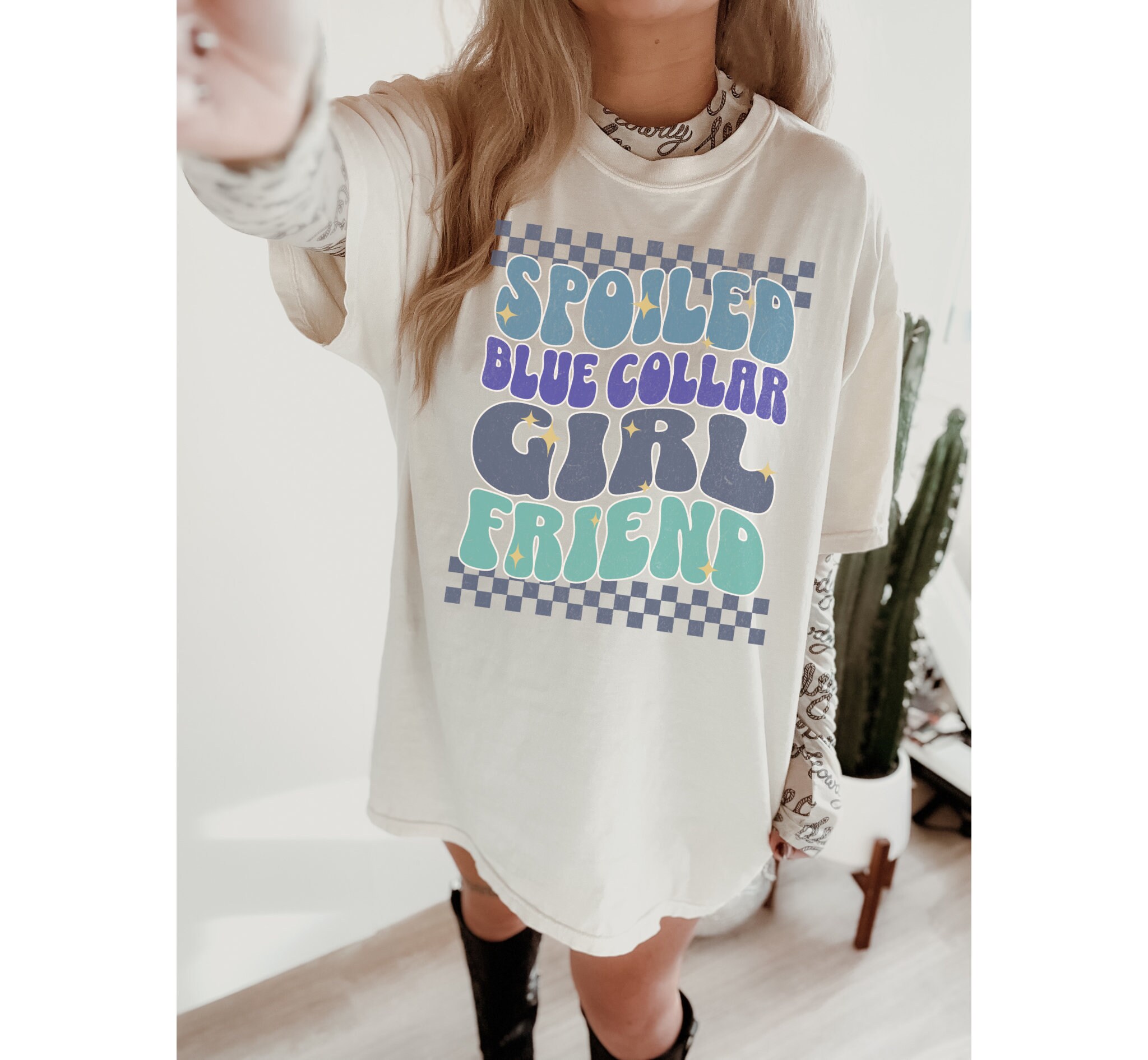 Spoiled Blue Collar Girlfriend Tee, Lineman, Electrician, Welder, Hardworking Class, Working Class Girlfriend, Spoiled Tee, Blue Collar