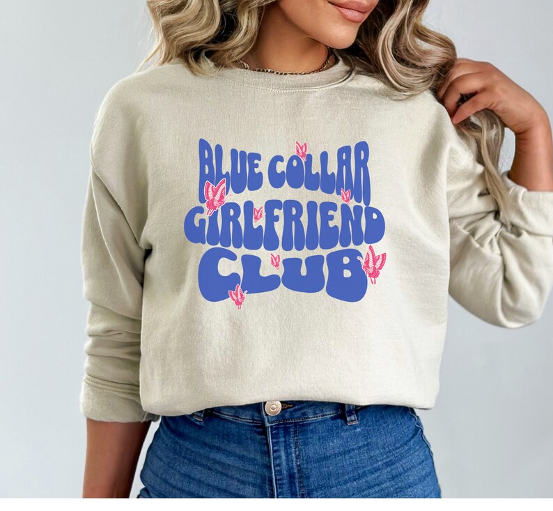 Blue Collar Sweatshirt, Blue Collar Girlfriend Crewneck, Gildan 18000