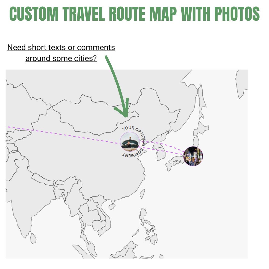 Custom Travel Route Map With Photos | Personalized Journey Keepsake ...