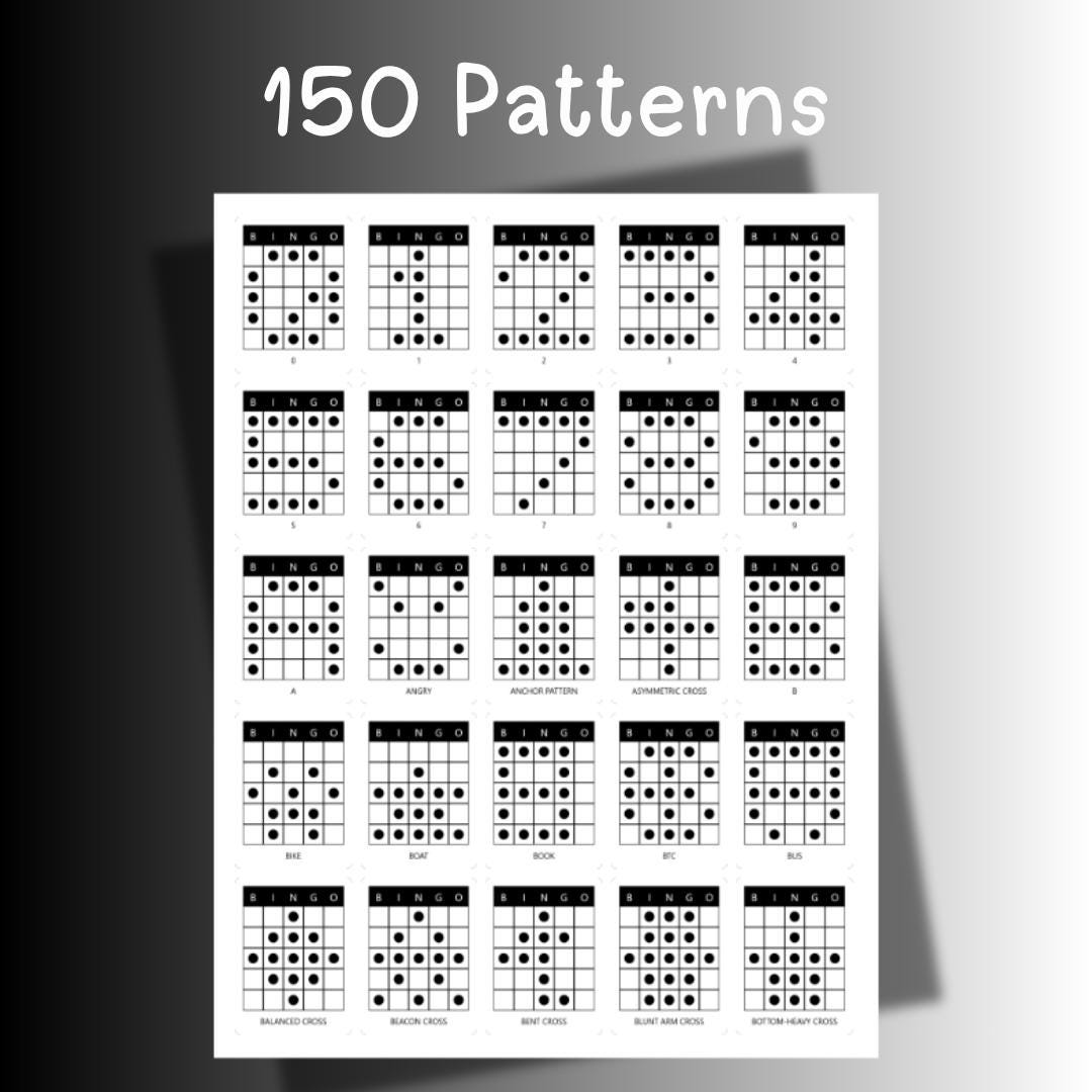 150 Bingo Patterns Printable PDF | 25 Unique Patterns per Page | Letter ...