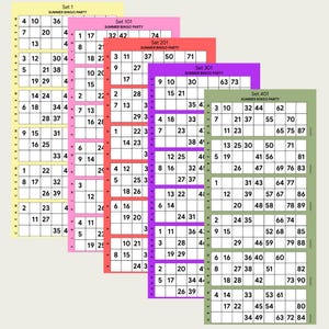 500 utskrivbara brittiska bingoremsor med 1–90 bingoremsor | 5 färger | A4 PDF | Direktnedladdning | Volym II