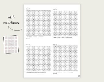 100 Mini Word Search Puzzles with Solutions | Printable | Letter A4 A5 A6 A7