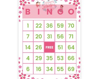 500 cartones de bingo para el Día de la Madre, bingo imprimible para niños, noche de juegos para personas mayores