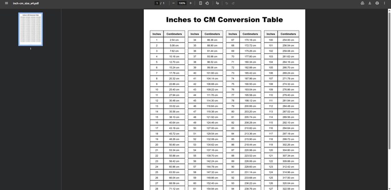 Inches to CM Conversion Chart Printable | Instant Download | US Letter ...