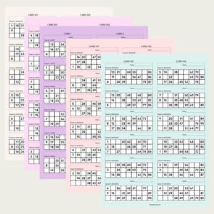 500 utskrivbara brittiska bingobrickor med 1–90 | Set med 5 färger | A4 PDF | Direktnedladdning | Volym VII