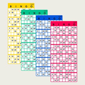 300 Printable UK 1-90 Bingo Cards  | A4 | Instant Download | 4 Per Page | 4 Colors