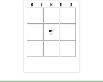Tarjetas de bingo en blanco imprimibles de 3x3 / 5 tamaños de PDF / Plantilla / Tarjetas de bingo para armar tú mismo / Descarga instantánea