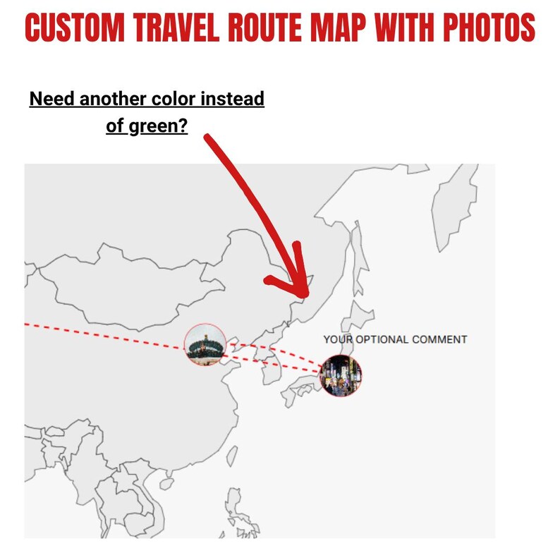 Custom Travel Route Map With Photos | Personalized Journey Keepsake ...