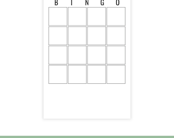Cartelle del bingo vuote stampabili 4x4 / 5 formati PDF / Modello / Cartelle del bingo fai da te / Download immediato