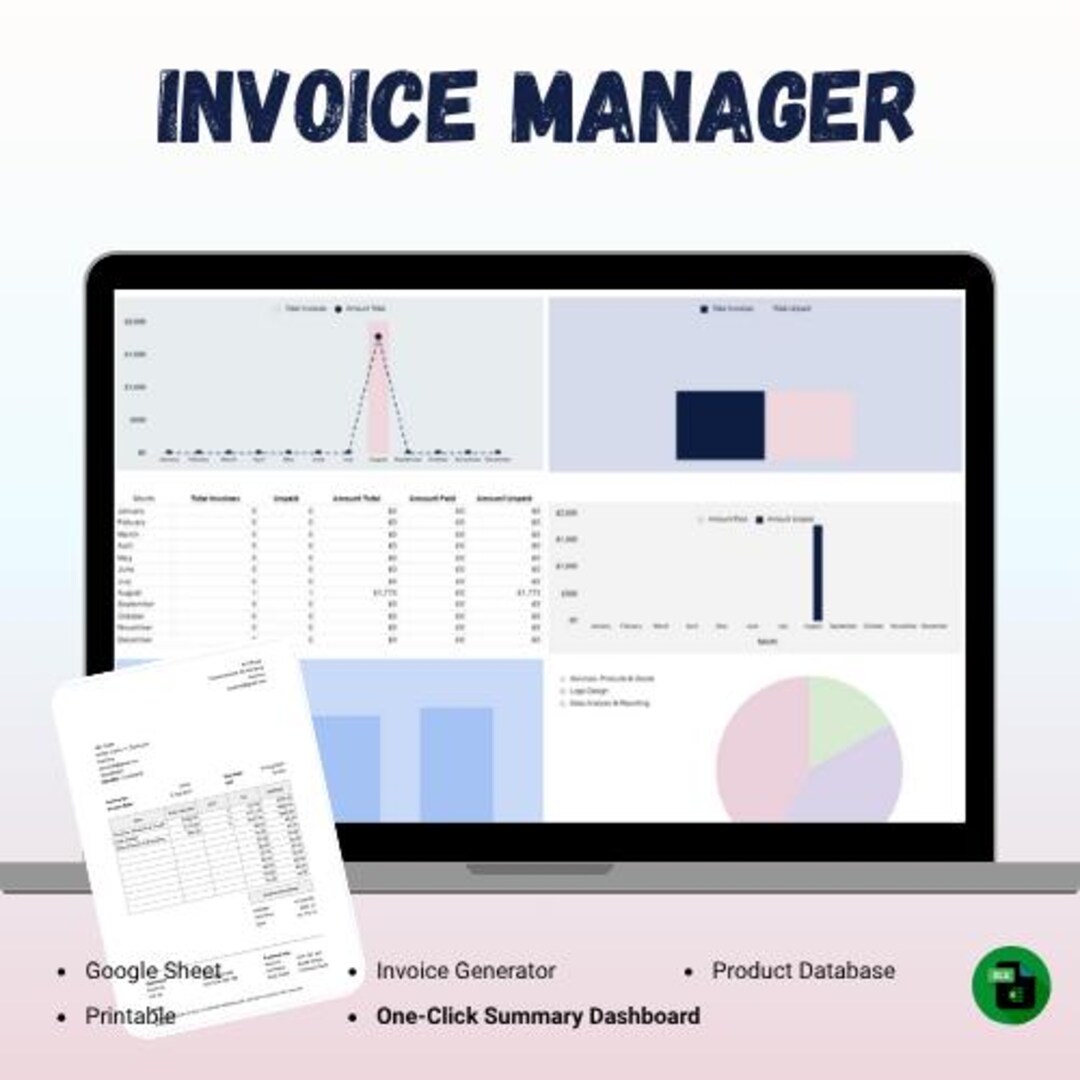 Invoice Tracker Google Sheets Template | All-in-one Dashboard | Billing ...