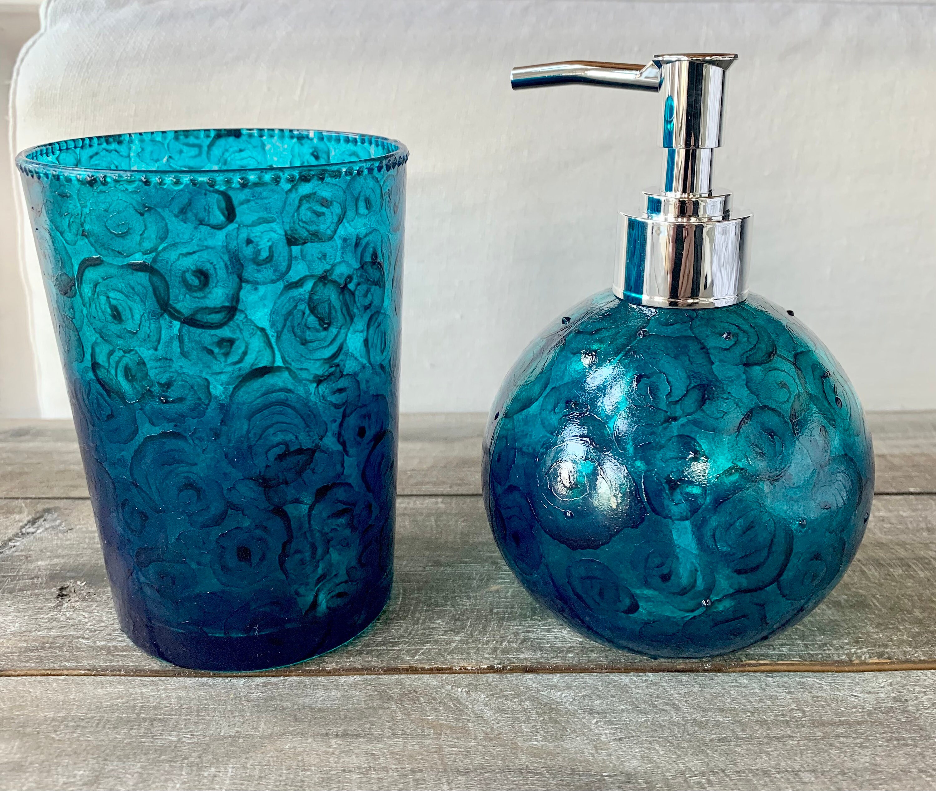 Soap Dispenser and Tumbler Set Stain Glass Collection Etsy
