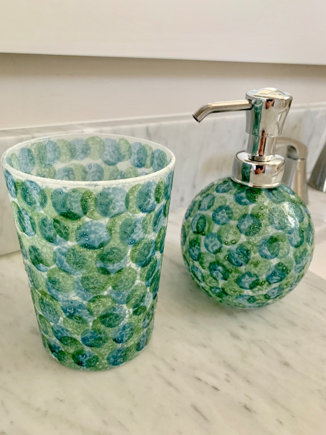 Soap Dispenser and Tumbler Set Beach Vibe Whites With Pale Etsy
