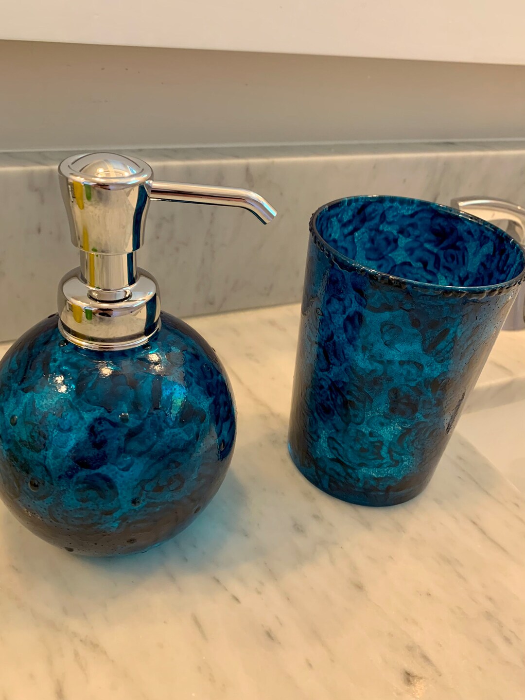 Soap Dispenser and Tumbler Set Stain Glass Collection Etsy