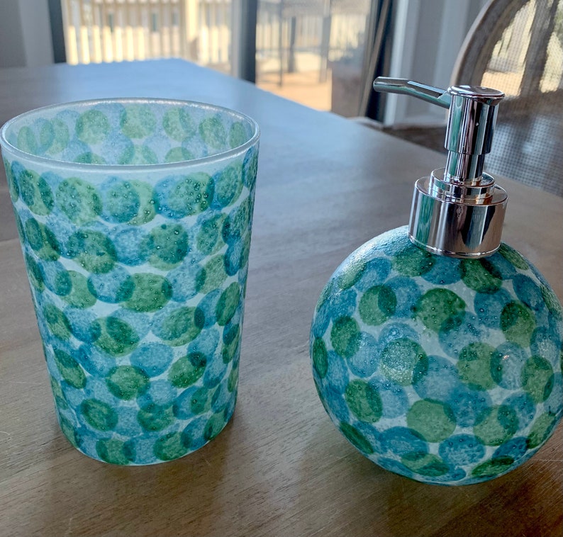 Soap Dispenser and Tumbler Set Beach Vibe Whites With Pale Etsy