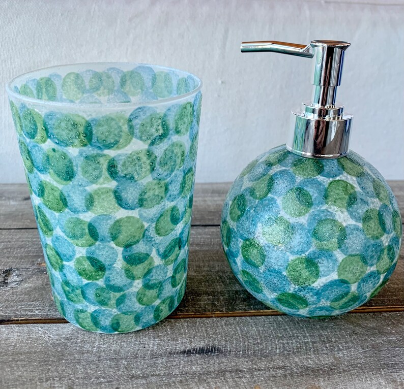 Soap Dispenser and Tumbler Set Beach Vibe Whites With Pale Etsy