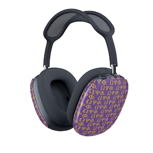 Omega Psi Phi pattern AirPods Max Shell Case | Purple Gold design