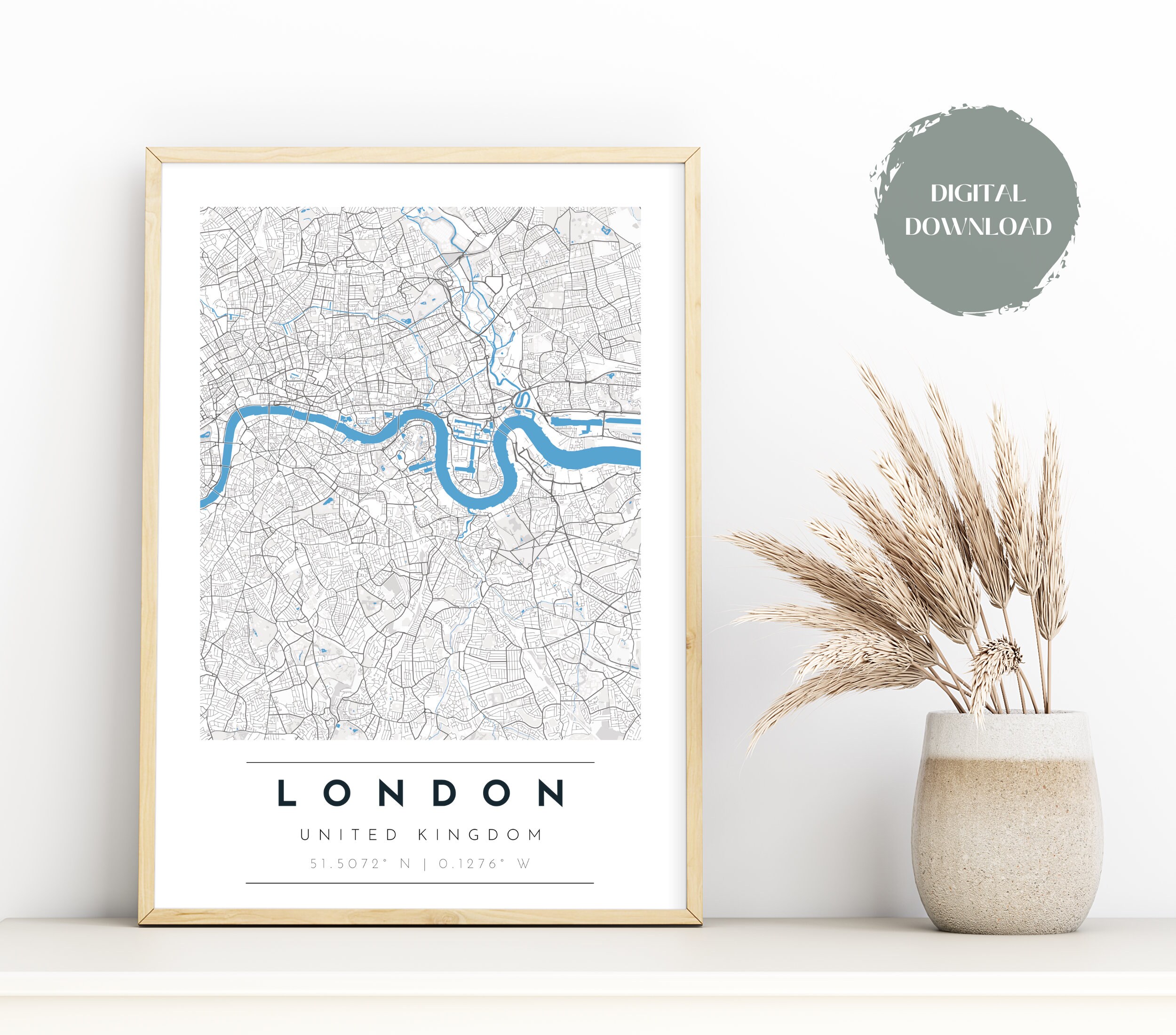 London City Map Print Map of London Digital Wall Art - Etsy