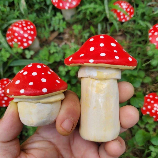 Red Top Cottagecore Mushroom Jar