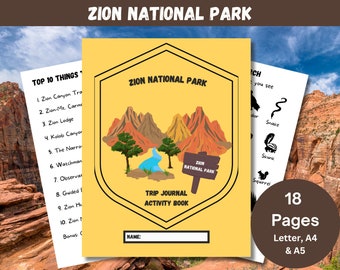 Zion National Park, Kids Hiking & Camping Adventure Journal,  Kids Road Trip Games, National Park Travel Diary, Park Ranger