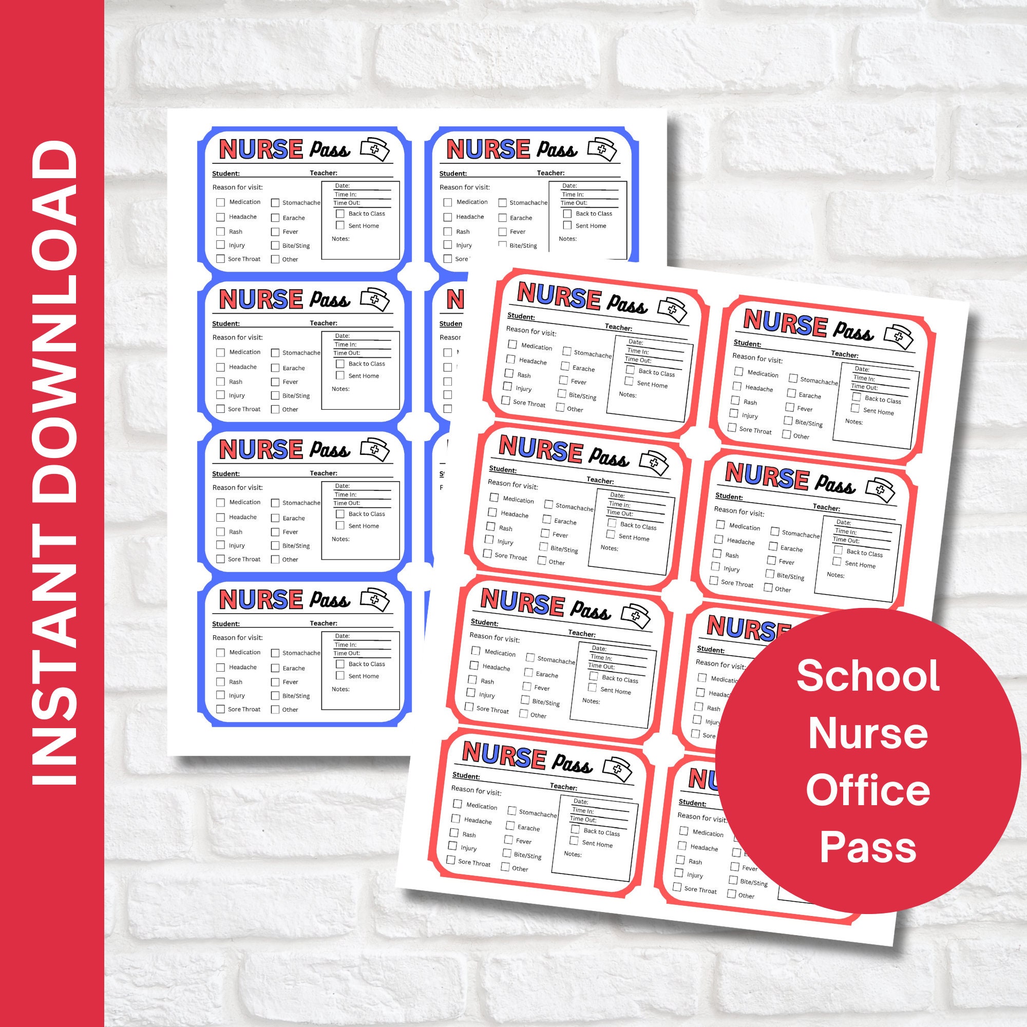 School Nurse Printable Office Pass, Elementary School Nurse Office ...