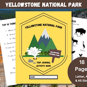 Parque Nacional de Yellowstone, Diario de aventuras de senderismo y acampada para niños, Juegos de viajes por carretera para niños, Diario de viajes al Parque Nacional, Guardabosques