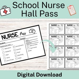 School Nurse Printable Office Pass Elementary School Nurse Office School Nurse Printable Office Pass Elementary School Nurse Office