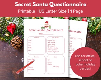 Printable Christmas Gift Exchange Questionnaire for Christmas - Etsy