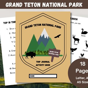 Grand Teton National Park, Kinder Wandern & Camping Abenteuer Journal, Kinder Road Trip Spiele, Nationalpark Reisetagebuch, Park Ranger
