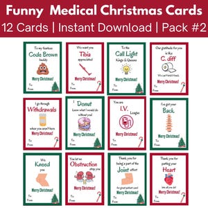 Tarjetas navideñas médicas divertidas para médicos, enfermeras, auxiliares de enfermería, asistentes médicos, fisioterapeutas, farmacéuticos y personal de hospitales y consultorios médicos