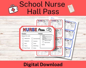 School Nurse Printable Office Pass Elementary School Nurse Office School Nurse Printable Office Pass Elementary School Nurse Office