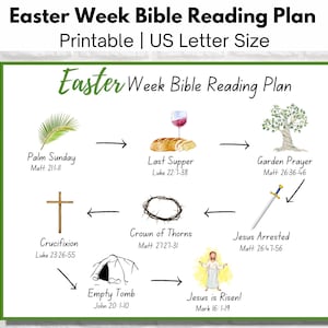 Holy Week | Christian Easter Printable Bible Reading Plan | Easter Week Prints | Instant Download | Resurrection Week | Sunday School