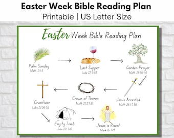 Holy Week | Christian Easter Printable Bible Reading Plan | Easter Week Prints | Instant Download | Resurrection Week | Sunday School