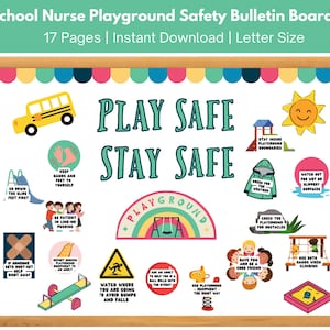 School Nurse Bulletin Board, Teacher Bulletin Board Kit, School Nurse Office & Medical Clinic Decor, Playground Safety Tips for School Nurse
