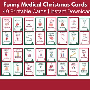 Cartões de Natal médicos engraçados para médicos, enfermeiros, CNA, MA, PA, fisioterapeutas, farmacêuticos | Cartão para funcionários de hospitais e consultórios médicos