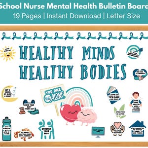 School Nurse Bulletin Board, Mental Health Bulletin Board Kit, School Nurse Office & Clinic Decor, Teacher Bulletin Board Kit, Healthy Minds