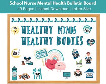 School Nurse Bulletin Board, Mental Health Bulletin Board Kit, School Nurse Office & Clinic Decor, Teacher Bulletin Board Kit, Healthy Minds