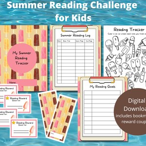 Summer Reading Challenge for Kids, Summer Reading Schedule & Bucket List, Summer Fun Reading Reward Activity, Book Log, Reading Tracker