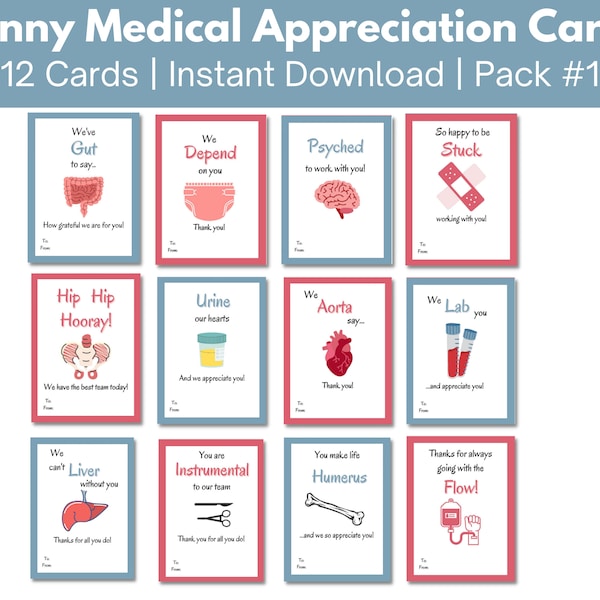 Funny Medical Appreciation Cards for Doctors, Nurses, CNA, MA, PA, physical therapists, pharmacy | Hospital and Medical Office Staff Card