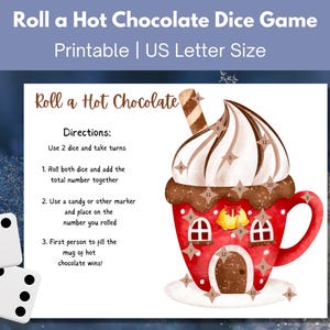 Roll a Hot Chocolate Candy Dice Game for Kids & Adults | Winter New Year&#39;s or Christmas Table Activity Game