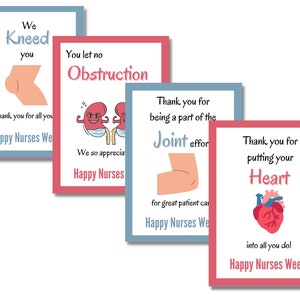 Nurses Week Printable Gift Tags, Nurses Week Funny Medical Cards, Nurse ...