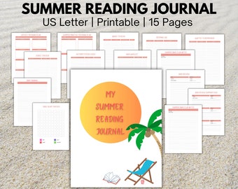 Summer Printable Reading Journal, Reading Challenge, Summer Book Club, Summer Reading Planner & Tracker, Book Review Log, Book Reading Plan