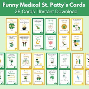 Cartes médicales amusantes de la Saint-Patrick pour infirmières, médecins, kinésithérapeutes, ANC, décoration de salle de pause amusante, étiquettes pour régaler les employés