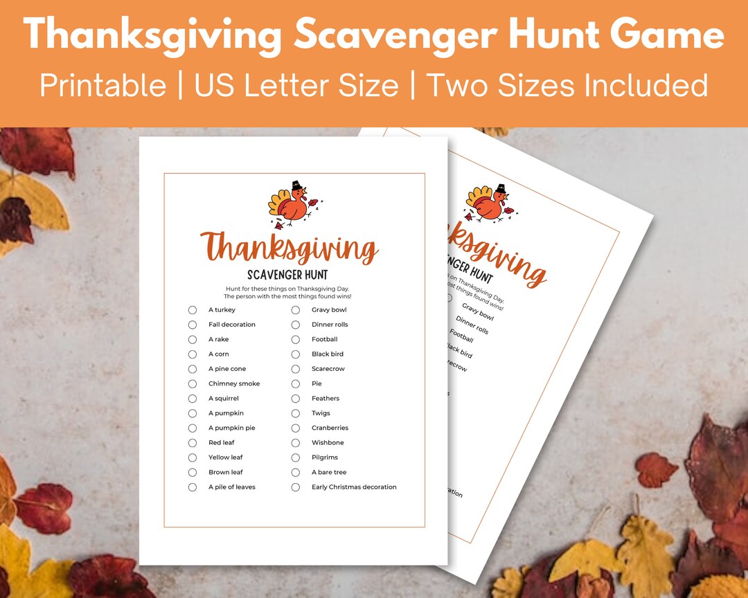 Thanksgiving Scavenger Hunt Game Friendsgiving Printable Games Thanksgiving Activity for Adults ...