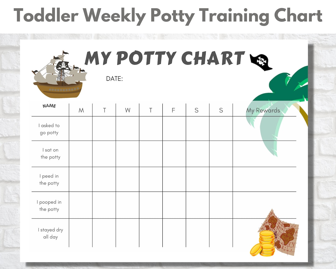 Toddler PRINTABLE Weekly Potty Training Chart Pirate Theme, Potty Training  Resources, Potty Reward Chart, Instant Download 