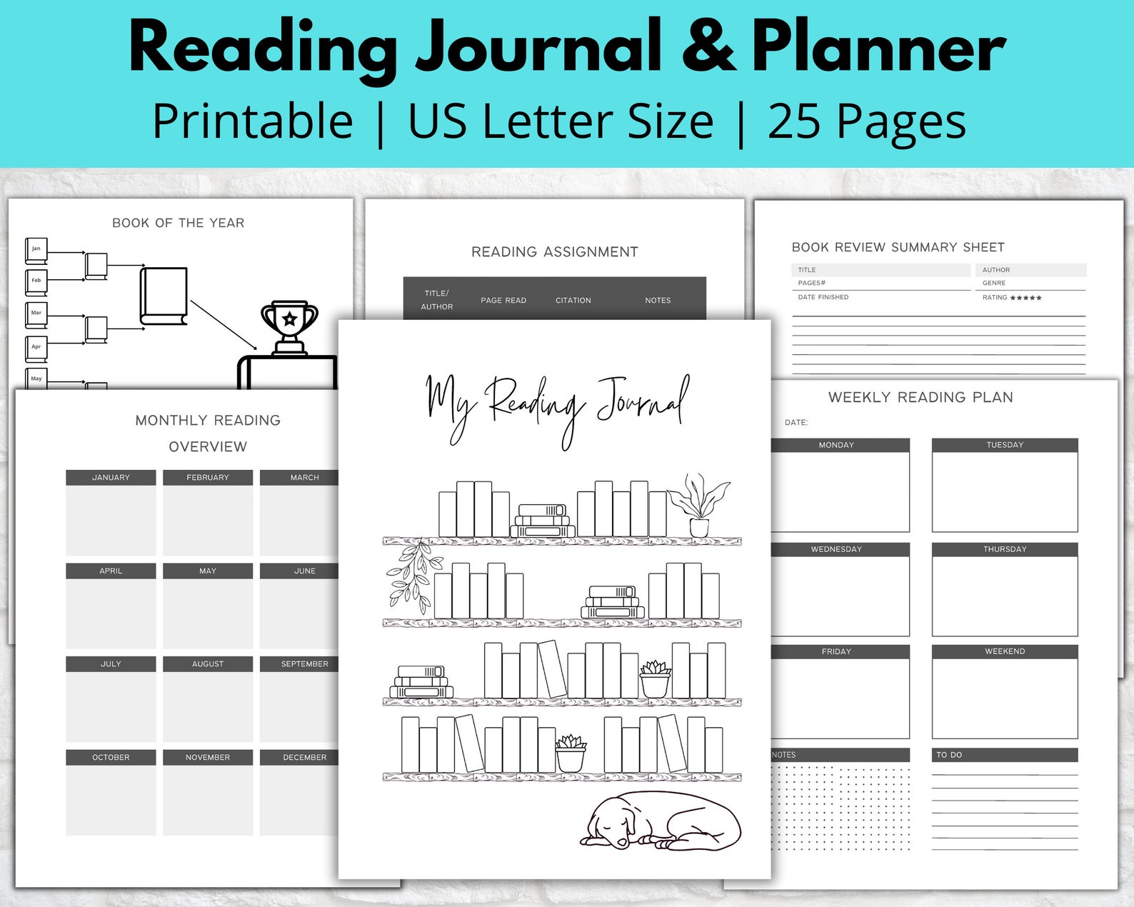 Reading Journal, Reading Log Printable Planner, Book Review Journal, Reading Planner Insert ...