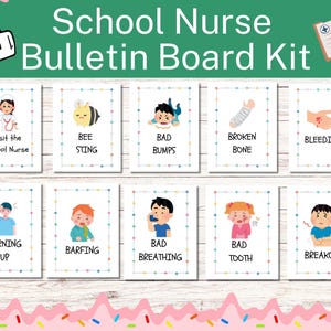 School Nurse Bulletin Board Kit, When to Visit the School Nurse Posters, Back to School, Nurse Office Decor, School Nurse Door Display Signs