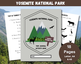 Yosemite National Park, Kids Hiking & Camping Adventure Journal,  Kids Road Trip Games, National Park Travel Diary, Park Ranger