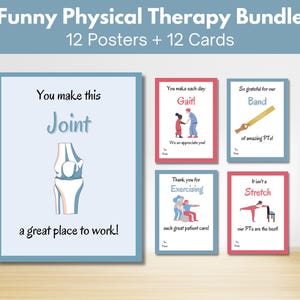 Grappige kaarten en poster fysiotherapie Waarderingsbundel, maand fysiotherapie, fysiotherapeut bedankt PT Clinic & Hospital Staff